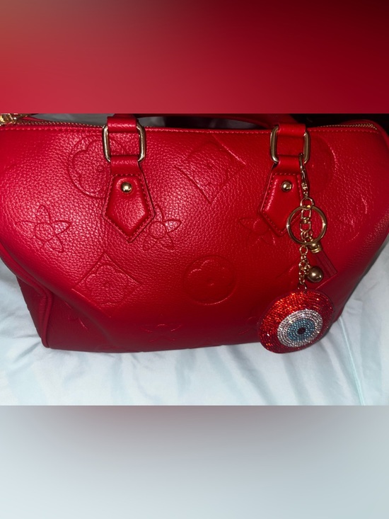Handbags - Red Embossed LV faux Leather Tote Bag with Gold Hardware